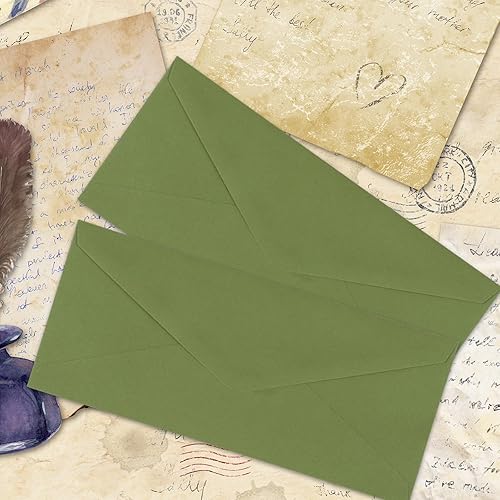 Miniatura 6 de Whaline Juego de 50 sobres de invitación A7, color verde salvia, sobres para tarjetas de felicitación, sobres con solapa en V, fundas para tarjetas