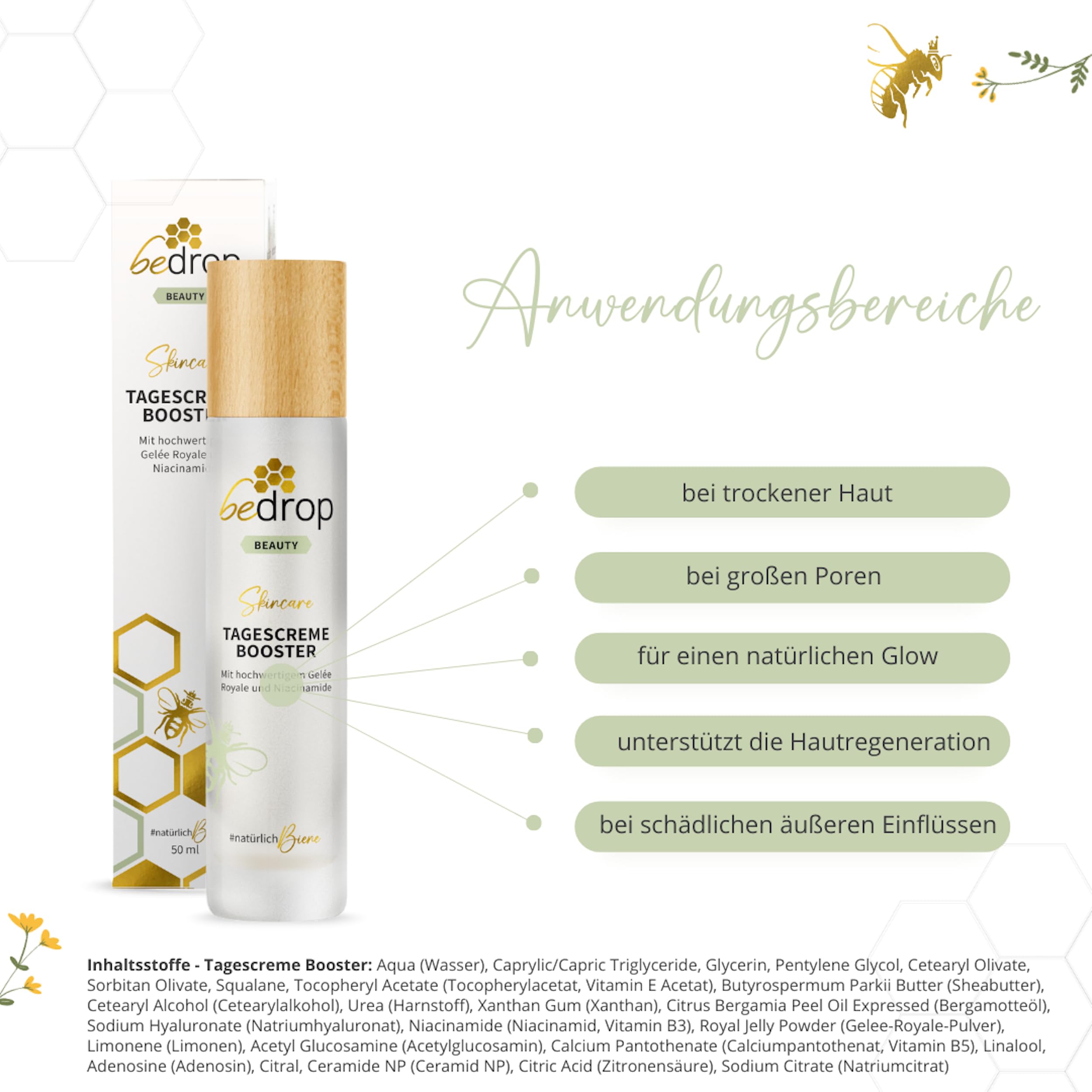 bedrop Skin Care Set - Concentrated Anti Aging Bienengift Serum & Tagescreme Booster Gesichtscreme im Set - Bei Falten für Gesichtspflege