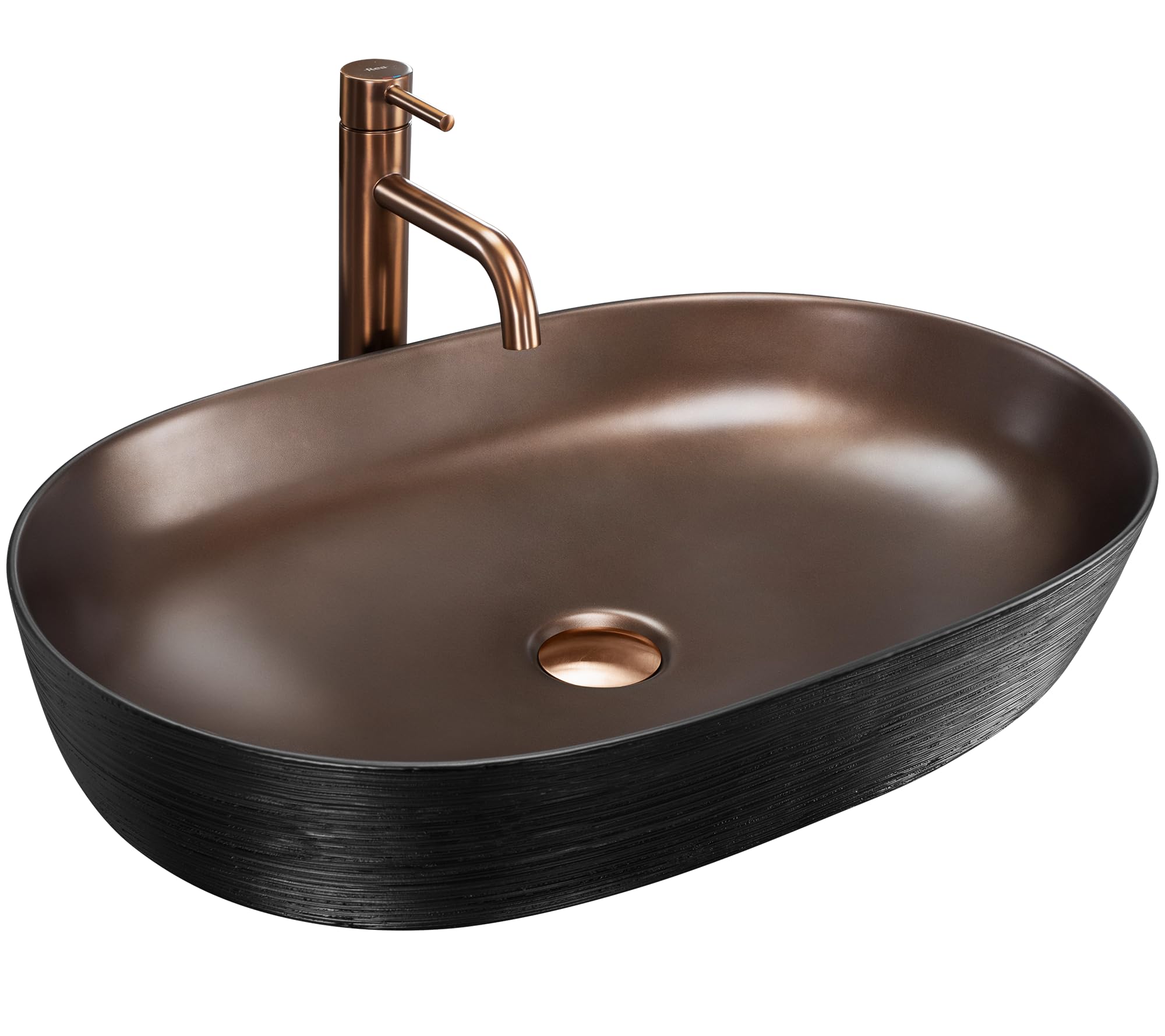 Countertop Washbasin Rea Cleo 61 Brush Copper BlackCeramic from B&Q