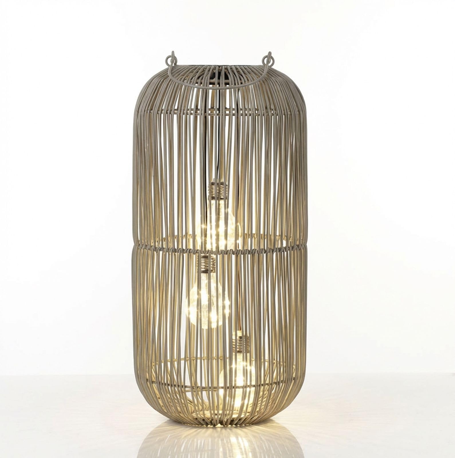 formano Solarlaterne Außen Garten Rattan-Look Laterne 3 LED Birnen 45 cm Solarleuchte mit Dämmerungssensor, IP44 wetterfest, dekorative Solarlampe für Balkon Terrasse Outdoor Beleuchtung