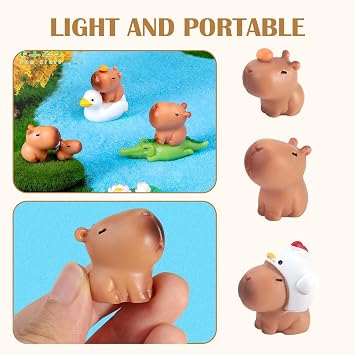 Mini Resin Figurines Tiny Capybara for Car Dashboard Dollhouse Decor Capybara Birthday Decorations Graduation Cake Toppers Fairy Garden & Birthday Capybara Gifts(10 Pack)