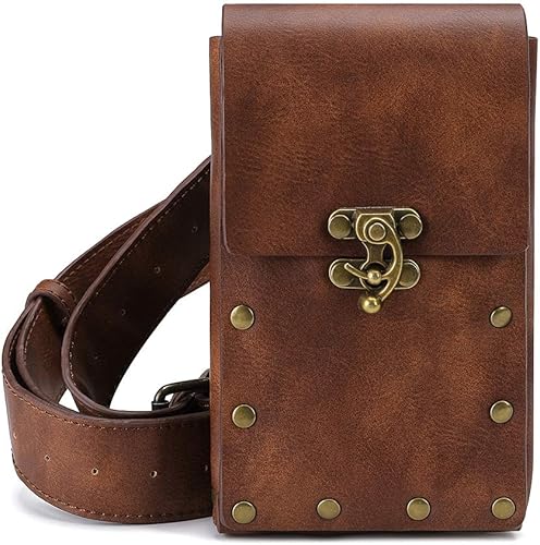 Steampunk - Bolso cruzado de hombro estilo mensajero, cintura gótica, riñonera con cadena, pierna caída, cadera, cinturón