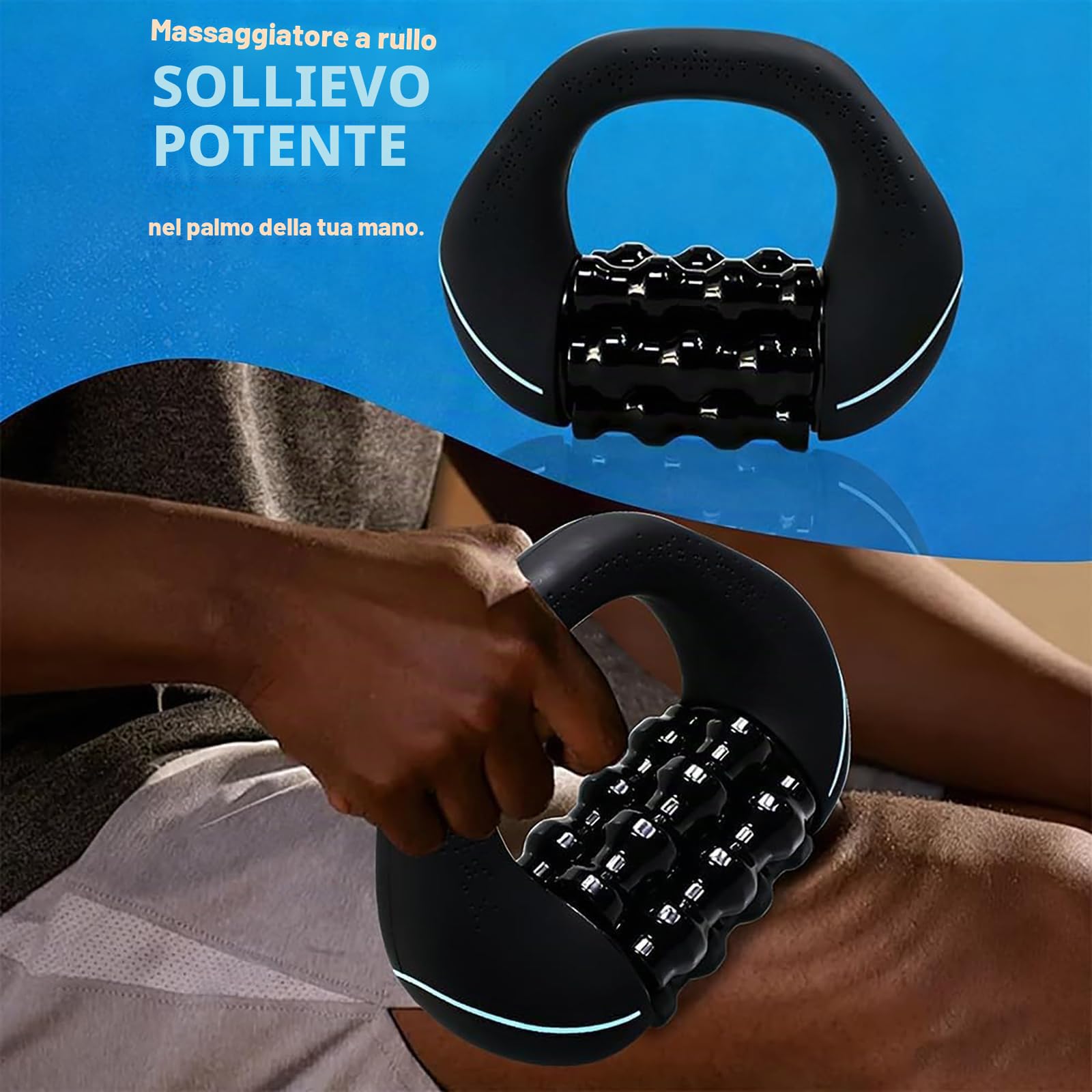 Massaggiatore Elettrico a Rullo Manuale, 3 Livelli Di Intensità,Recupero Muscolare & Tessuti Profondi, per Schiena, Collo e Gambe