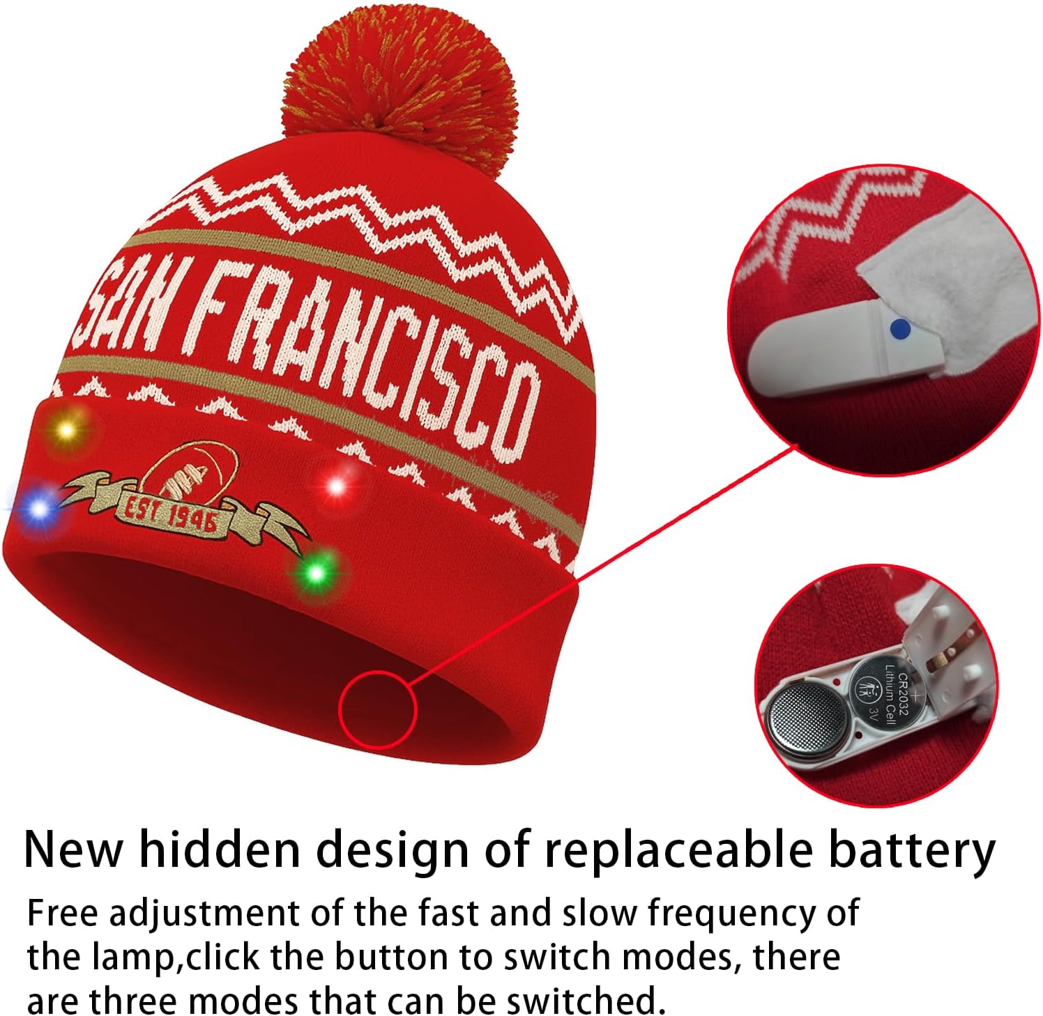 Vintage Classic Skull Cap Beanie LED Hat with Gloves Cuffed Winter Hat Knit Comes Gifts for Men Women Fans - Image 4