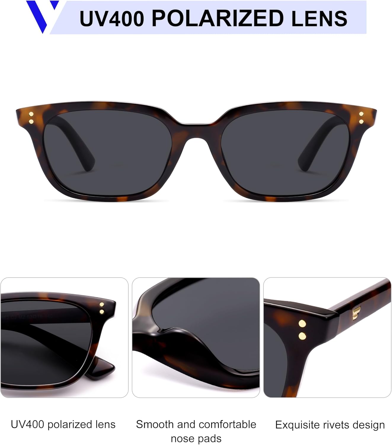 VANLINKER Polarized Trendy Small Slim Skinny Square Cat Eye Sunglasses for Women Men Retro Shades VL9862 - Image 4