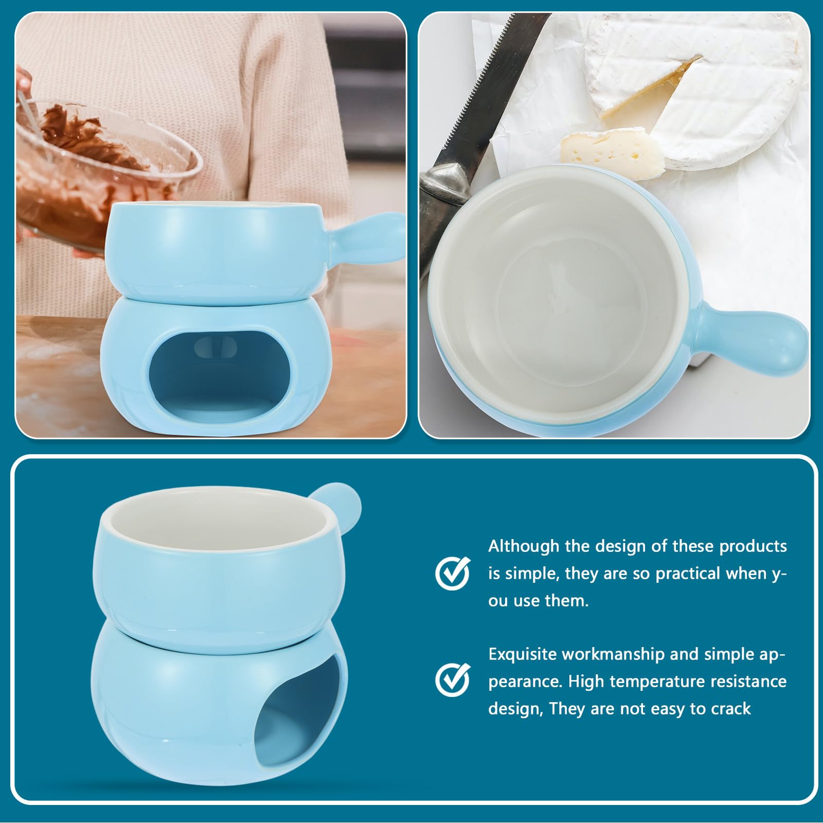 Set Pentola in Acciaio Inossidabile Giallo in Ceramica per Fonduta per Sciogliere Formaggio e Cioccolato Colore Casuale a Casa nei Centri Commerciali