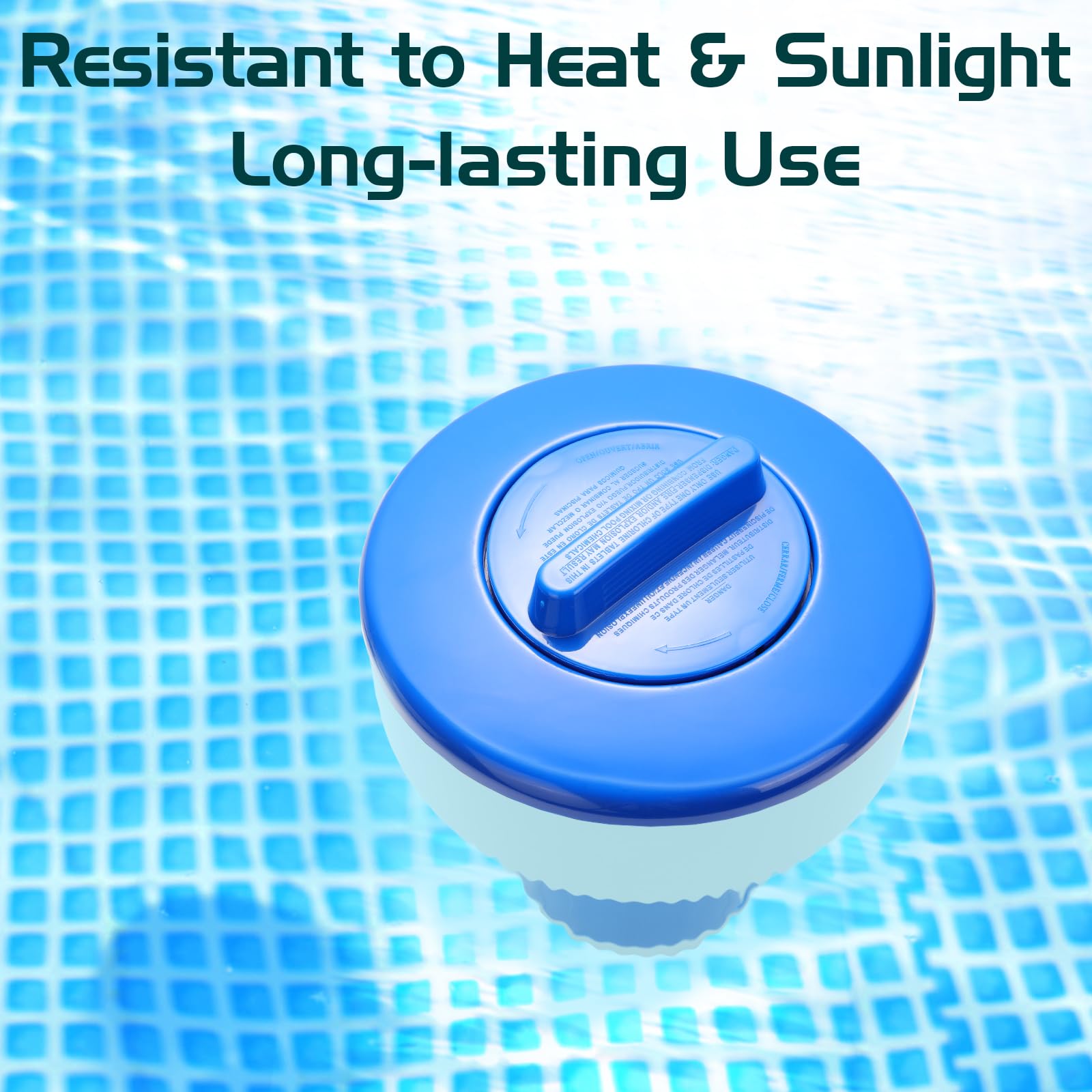 Housolution Distributeur Flottant de Chlore de 7 Pouces, Flotteur de Comprimés à Libération Réglable Grande Capacité pour Piscines Intérieure et Extérieure, Bleu & Blanc