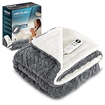 Cecotec Coperta elettrica 180 x 130 cm HeatComfort Luma (180 x 130). 115 W, 10 livelli di temperatura regolabili, controller LCD rimovibile, timer con spegnimento automatico, PTC+ tecnologia NTC
