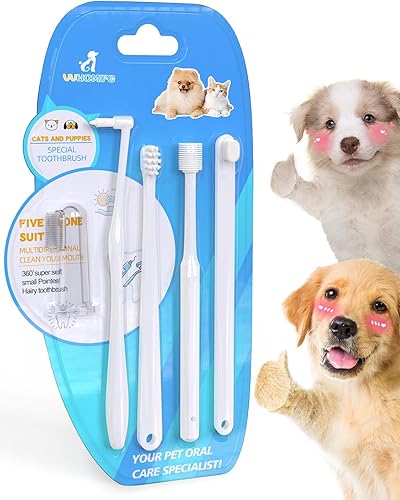 VVHOMIFE Kit de cepillo de dientes para gatos, kit de cepillo de dientes para perros pequeños, adecuado para todos los gatos y perros, cerdas