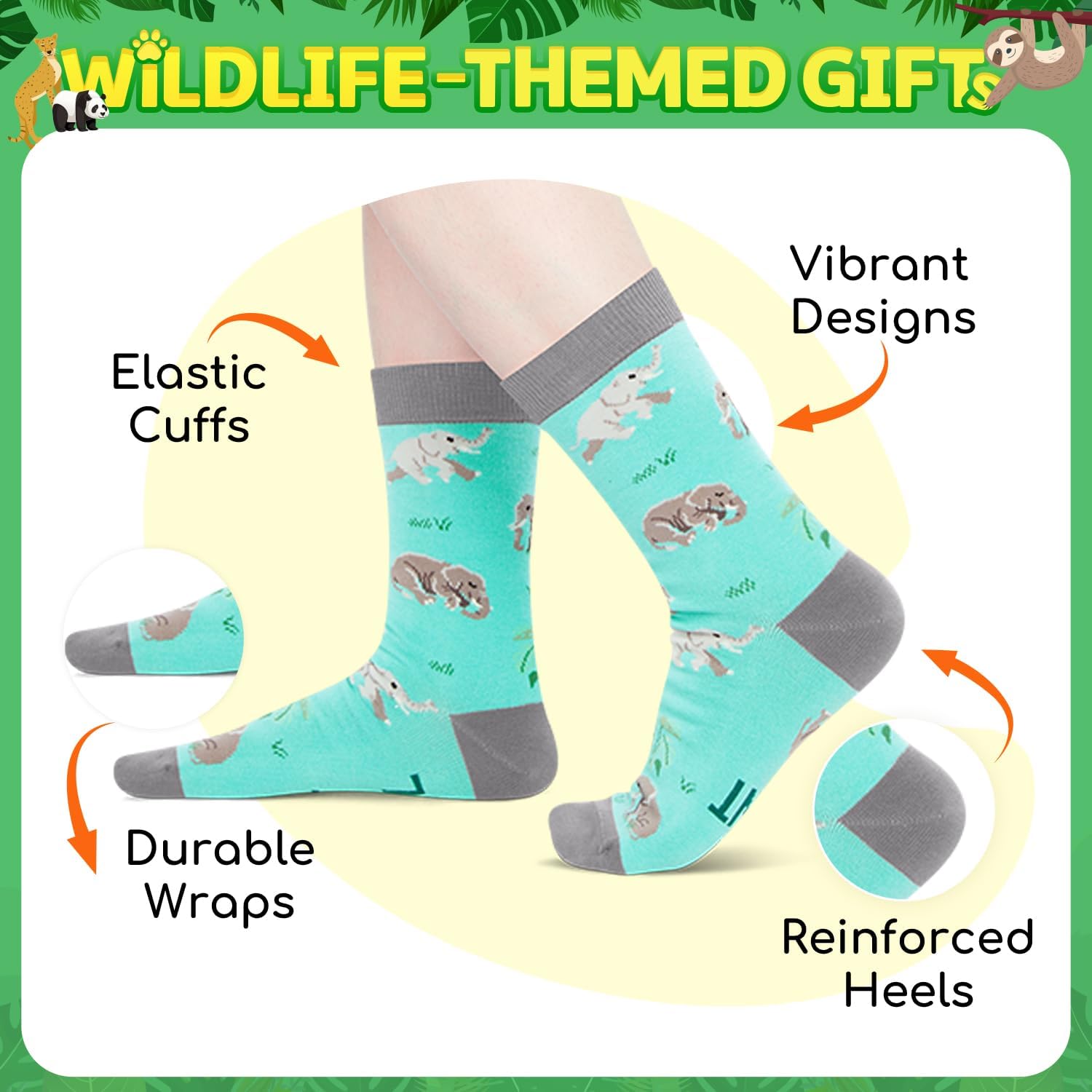 HAPPYPOP Funny Socks for Men Women - Squirrel Giraffe Bear Panda Fox Moose Gifts for Teens - Image 3
