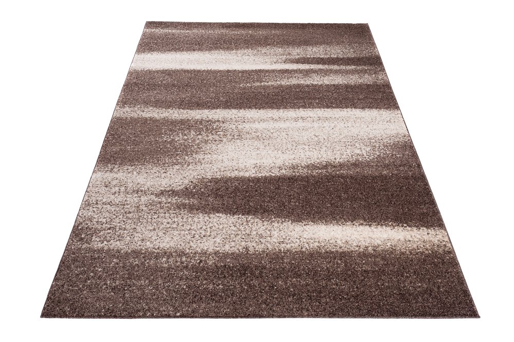 Tapiso Dywan Sari nakrapiany designerski krótkie runo beżowy brązowy jasnobrązowy z abstrakcyjnym rozmazywaniem paski wzór salon Ökotex 300 x 400 cm