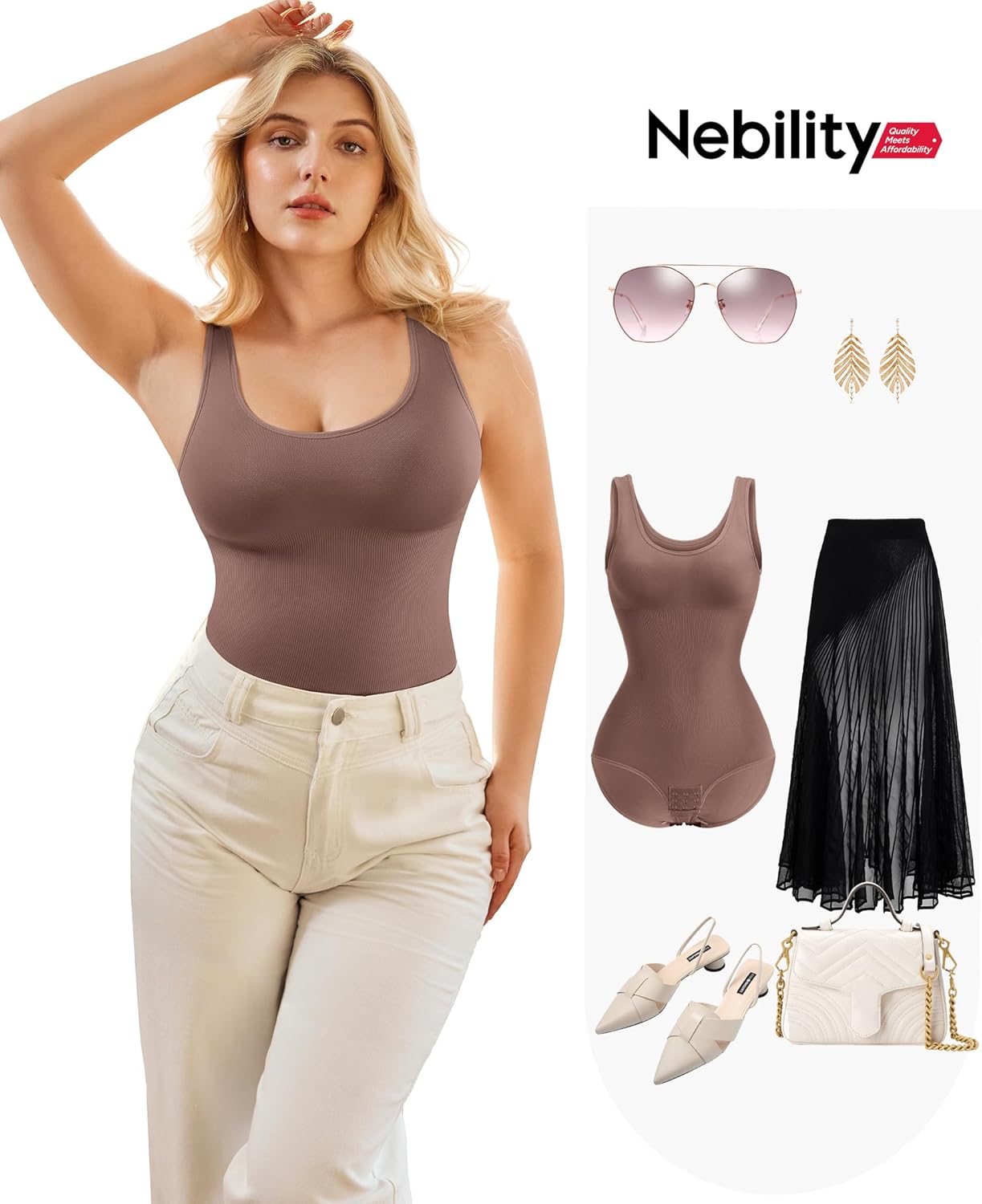 Nebility Bodysuit Shapewear for Women Tummy Control Body Shaper Faja Waist Trainer Seamless Body Suit Going Out Tops - Image 7