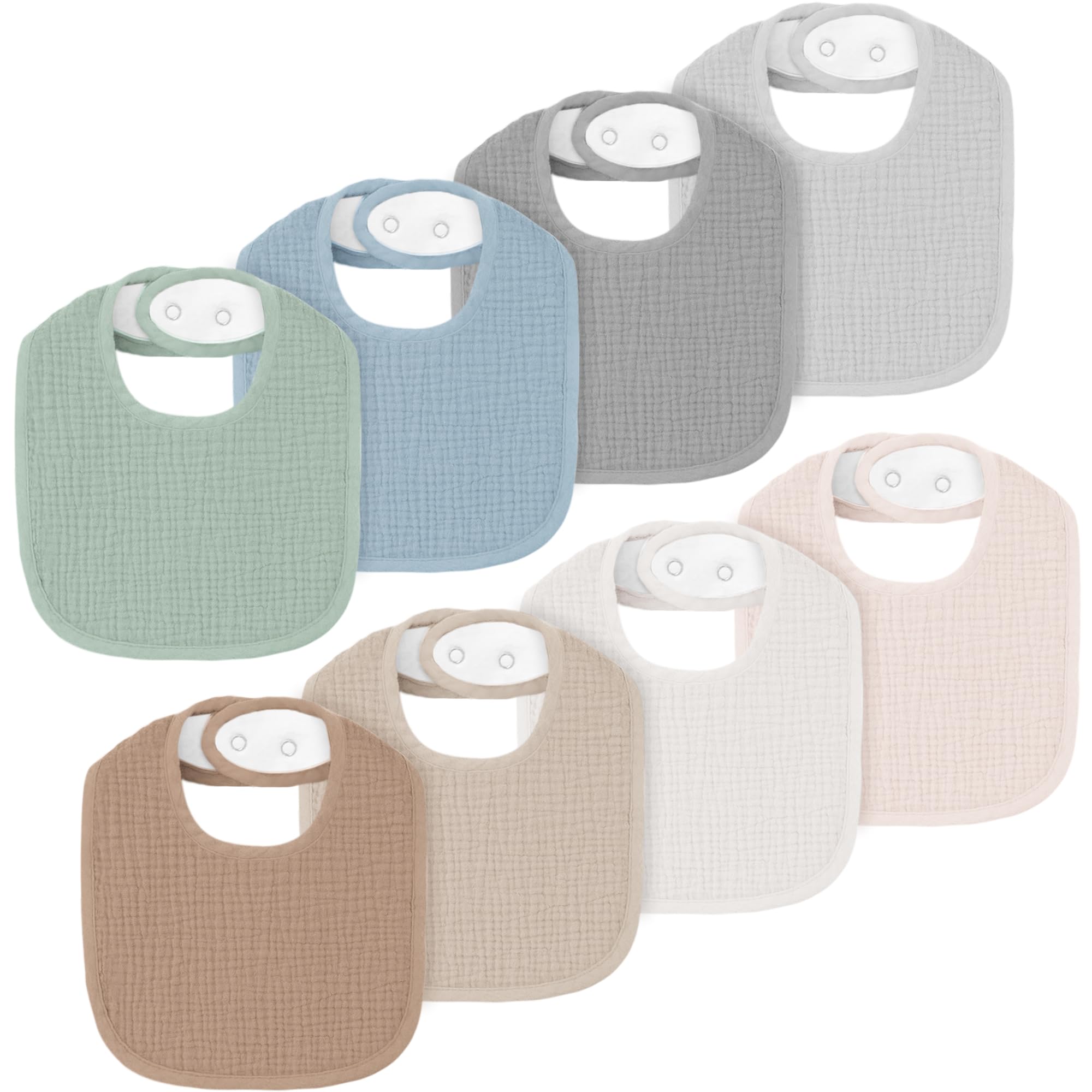 8 Pack Muslin Baby Bibs for Boys Girls, Soft Cotton Baby Bibs for Drooling and Teething