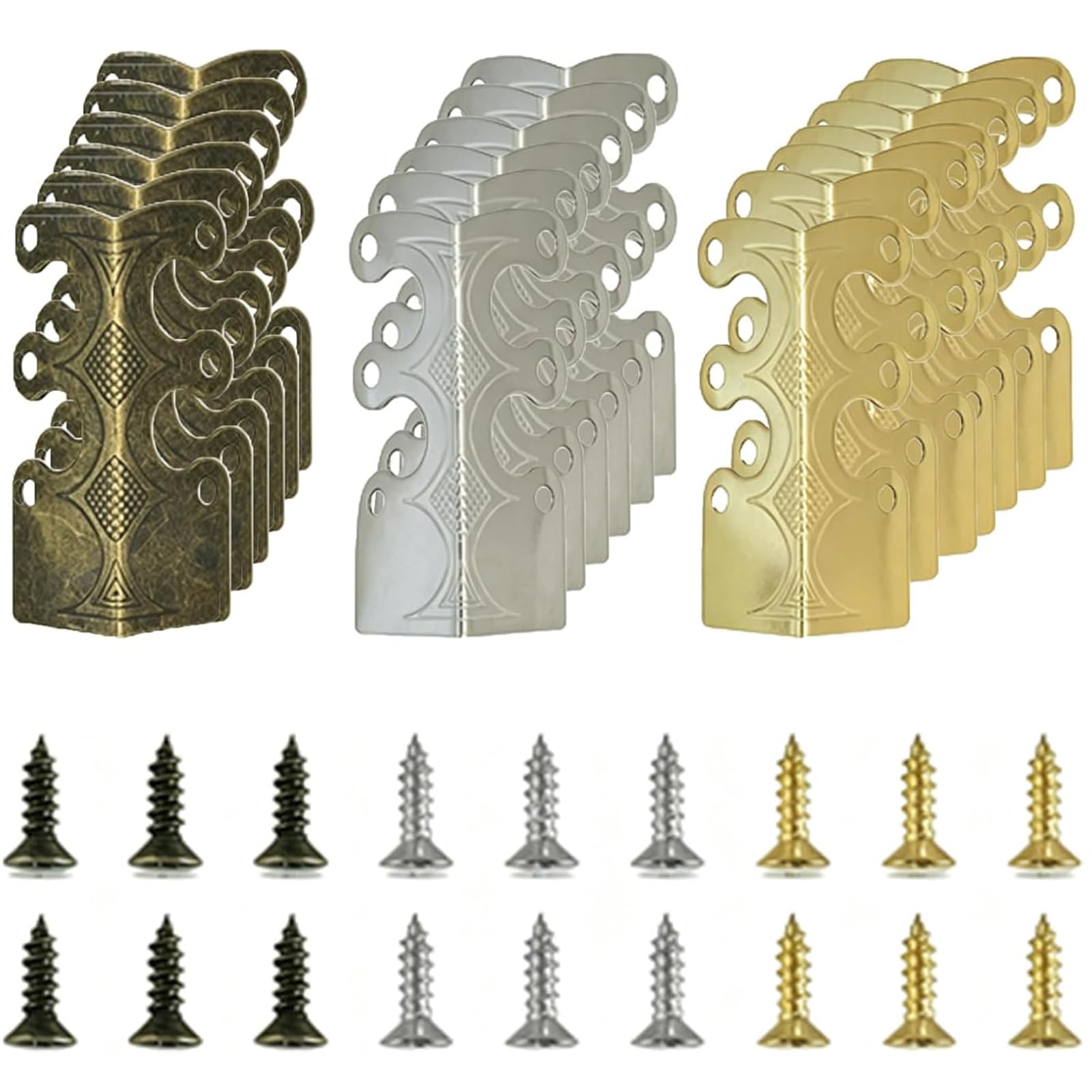 18 PCS Skiffers Baseboard Corner Protectors, Vintage Metal Corner Solid Brass Board Corner for Decorative Cover, Suitable for Living Room Bedroom and Kitchen Decorative Accessories (Bronze)