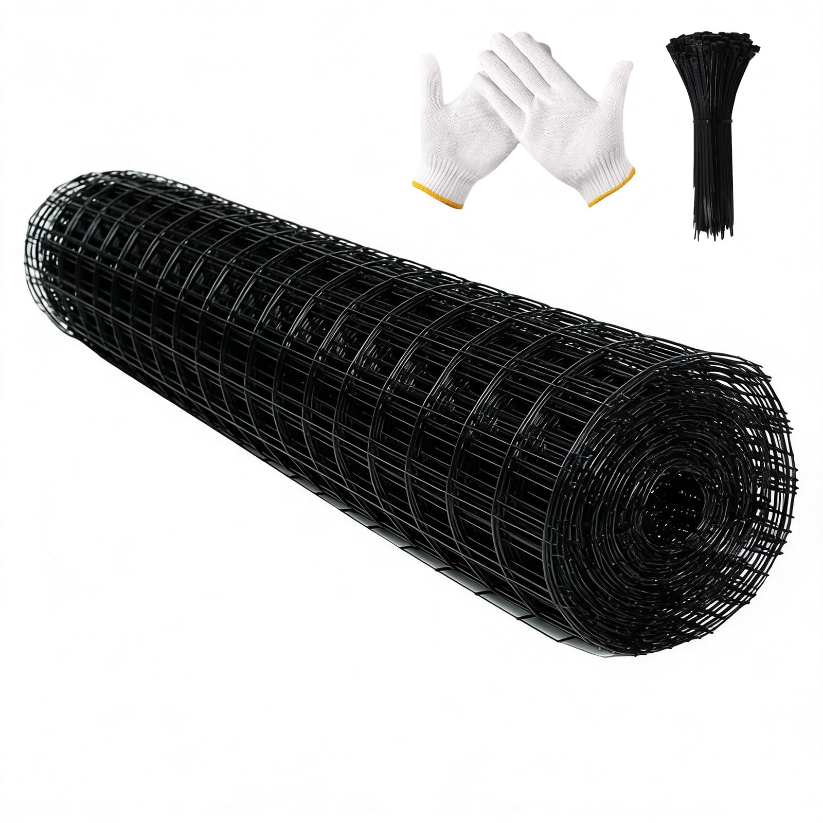 Siatka Spawana Klasy Profesjonalnej, Wytrzymałe Ogrodzenie Powlekane PVC do Ochrony Przemysłowej Rolniczej i Domowej(Black,1.2x30m,3.0mm)