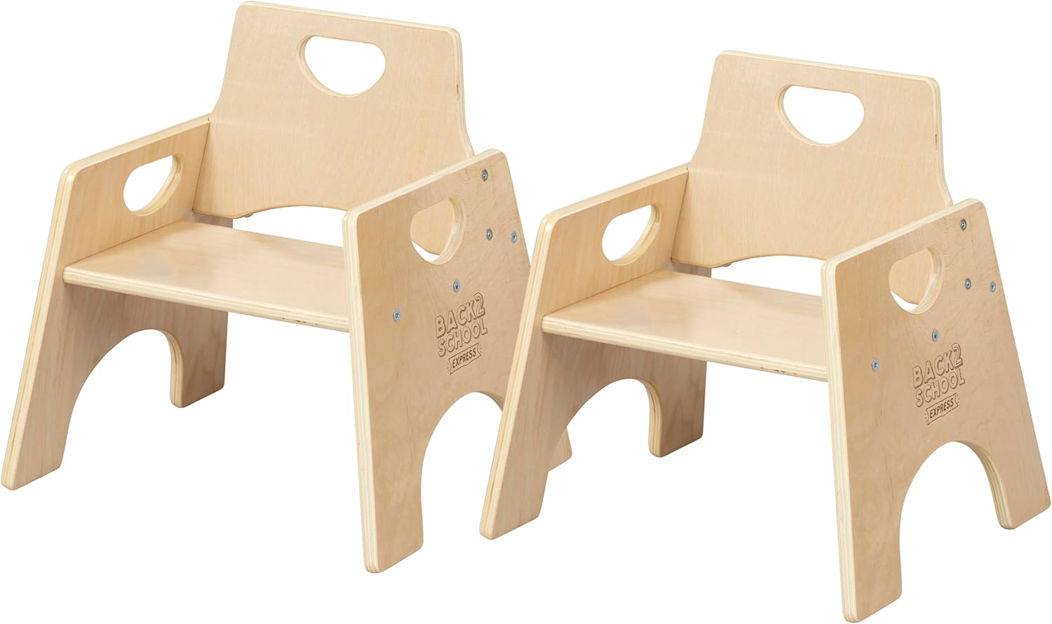 Wooden Toddler Chairs, 8", Stackable Chairs, Natural, 2-Pack