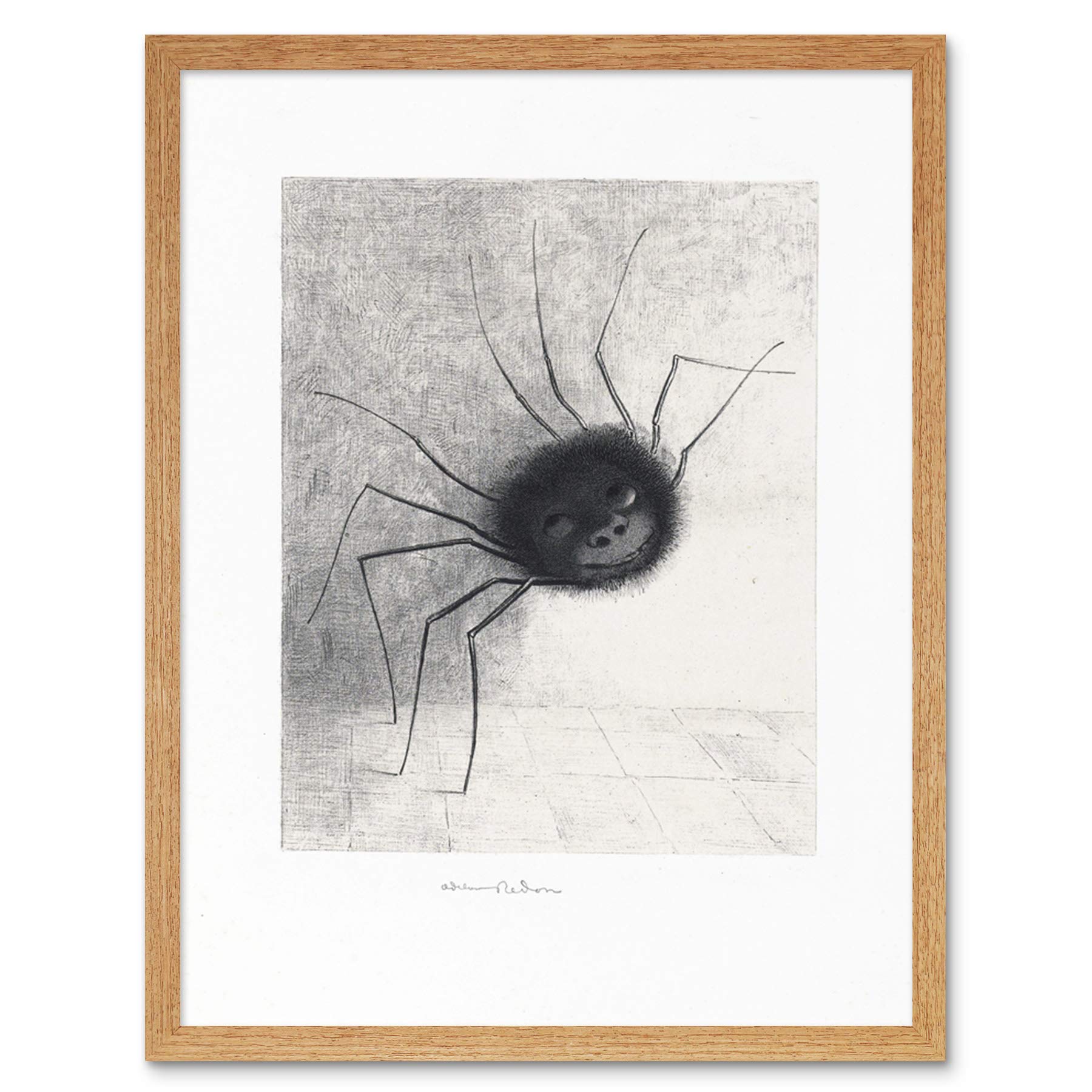 Artery8 Odilon Redon The Spider Face Features Drawing Art Print Framed Poster Wall Decor 12x16 inch