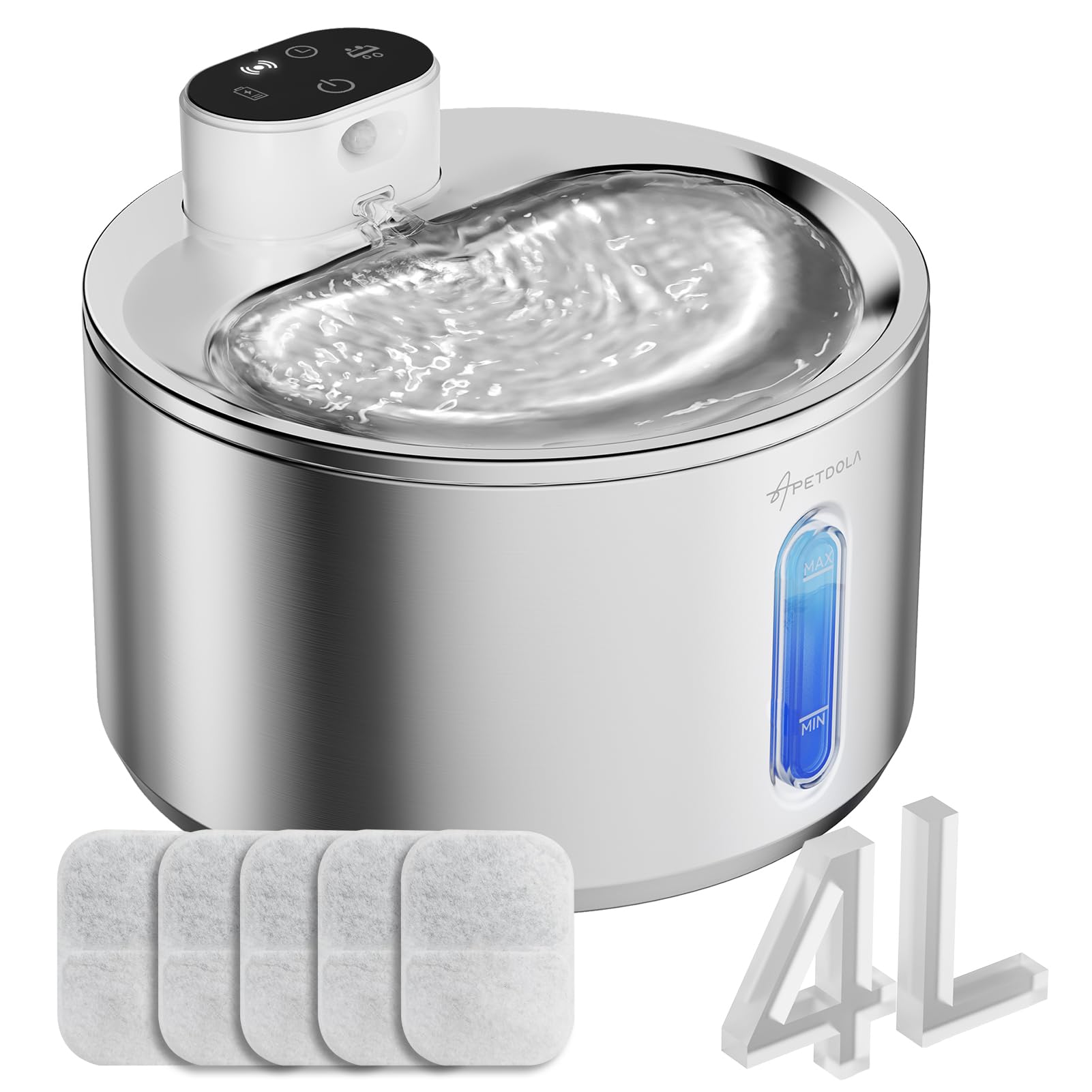 Apetdola FS40Pro Fontaine à Eau pour Chat, Fontaine à Eau pour Chat sans Fil Équipé d'une Batterie de 5000 mAh, 135fl-oz/4L ontaine a Eau pour Fontaine pour Chat
