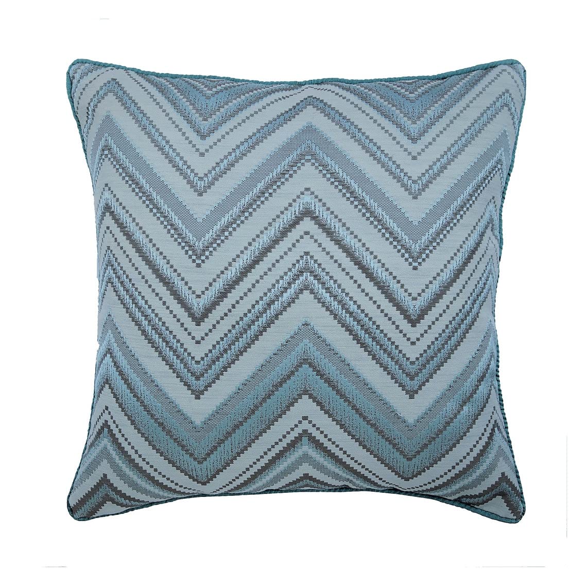 The HomeCentric Decorative Blue Couch Cushion Covers 35 x 35 Silk Jacquard Chevron Pattern Embroidered Cushion Covers for Bed, Sofa, Blue Cushion Covers 35x35 cm (14x14 inch) - Chevron Blues