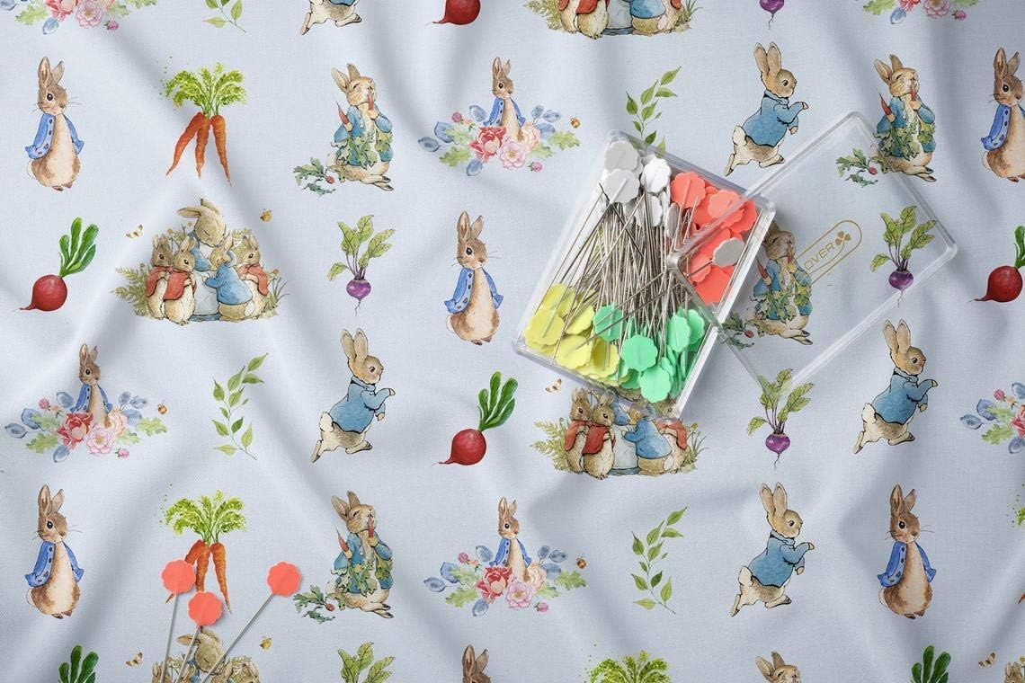 The Booktales Light Blue Peter Rabbit Beatrix Potter Fabric - Cotton Craft Fabric By The Yard For Quilting, Sewing, And Diy Projects (2 Yards (72" X 58"))
