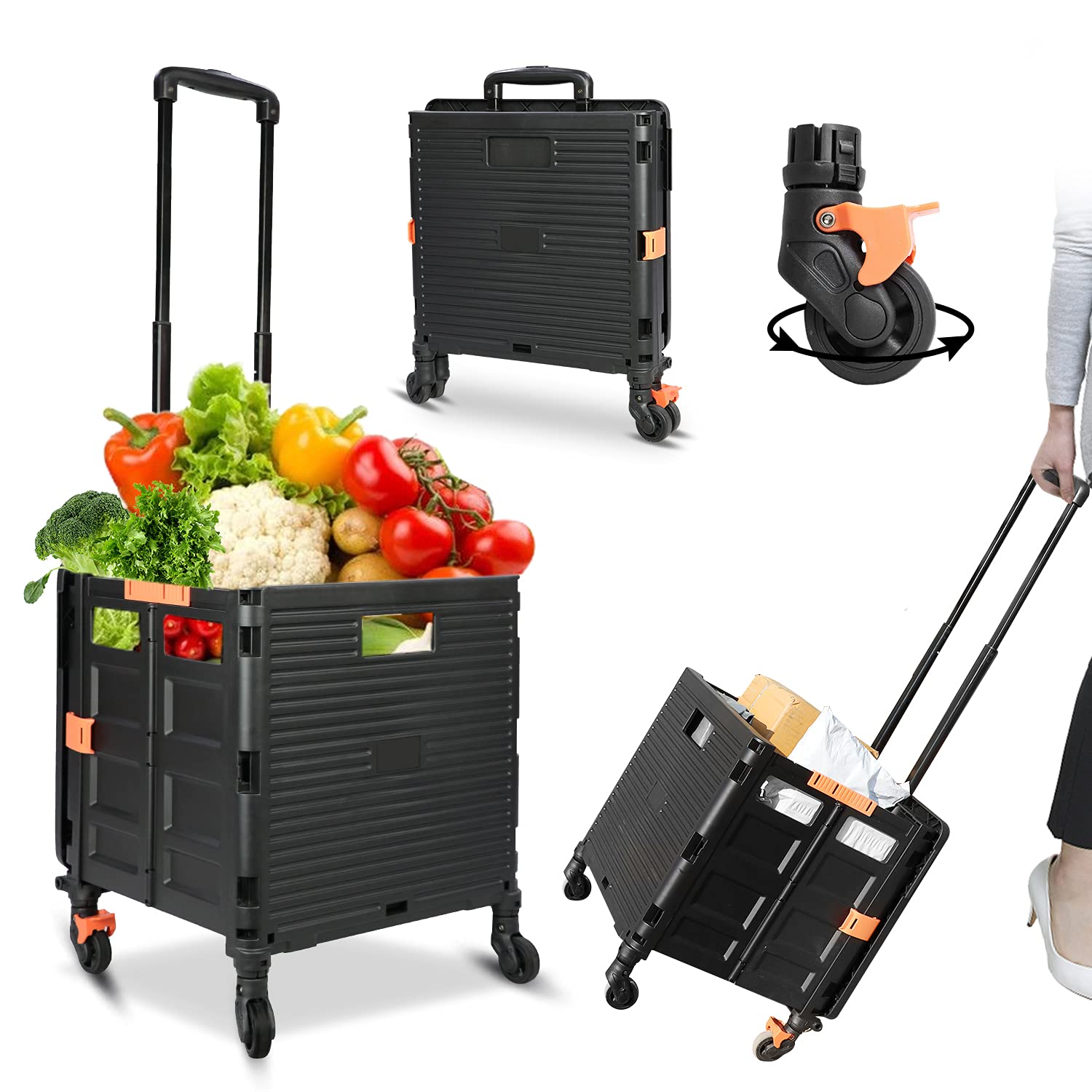 Photo 1 of *MISSING PIECES* SELORSS Foldable Utility Cart Rolling Crate Heavy Duty