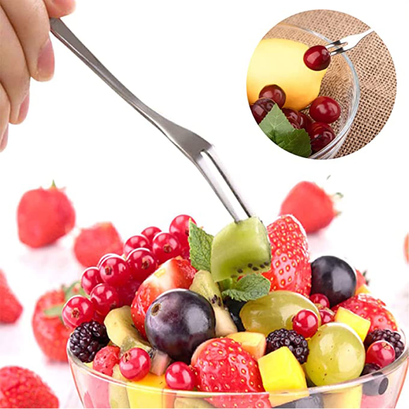 20 Fourchettes à Dessert En Inox - 13cm - Pour Salade, Fruits, Apéritif - Avec Boîte De Rangement