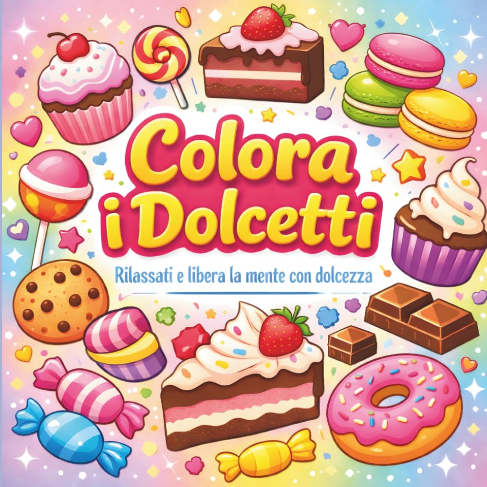 Colora i Dolcetti: 50 Disegni Antistress per Adulti e Ragazzi: Libro da colorare, per Rilassarsi e Liberare la Mente | Coloring Book Italiano Relax (crazy coloring)