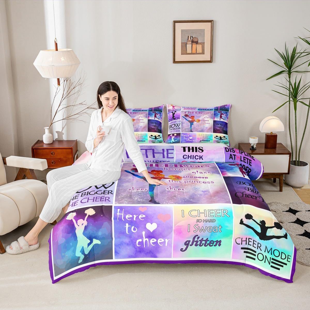 Housse de couette violette glamour, le cadeau idéal pour la décoration d'une chambre de fille