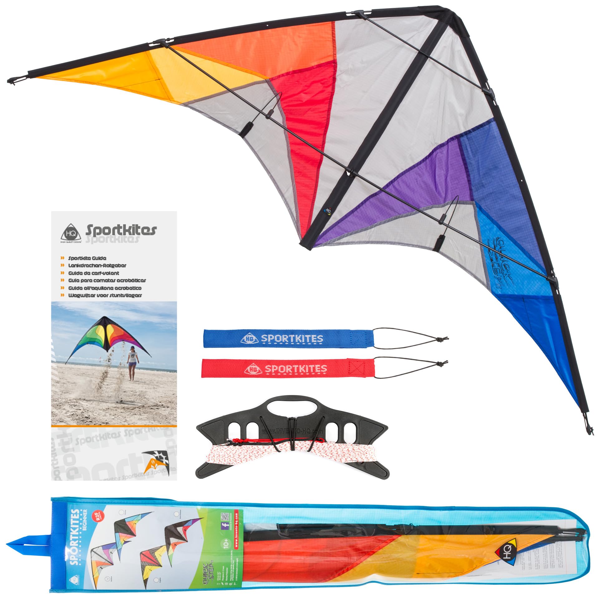HQ Kites and Designs Quickstep II Beginner Sporting Kite, Rainbow, Outdoor Activities for Ages 10 Years and up