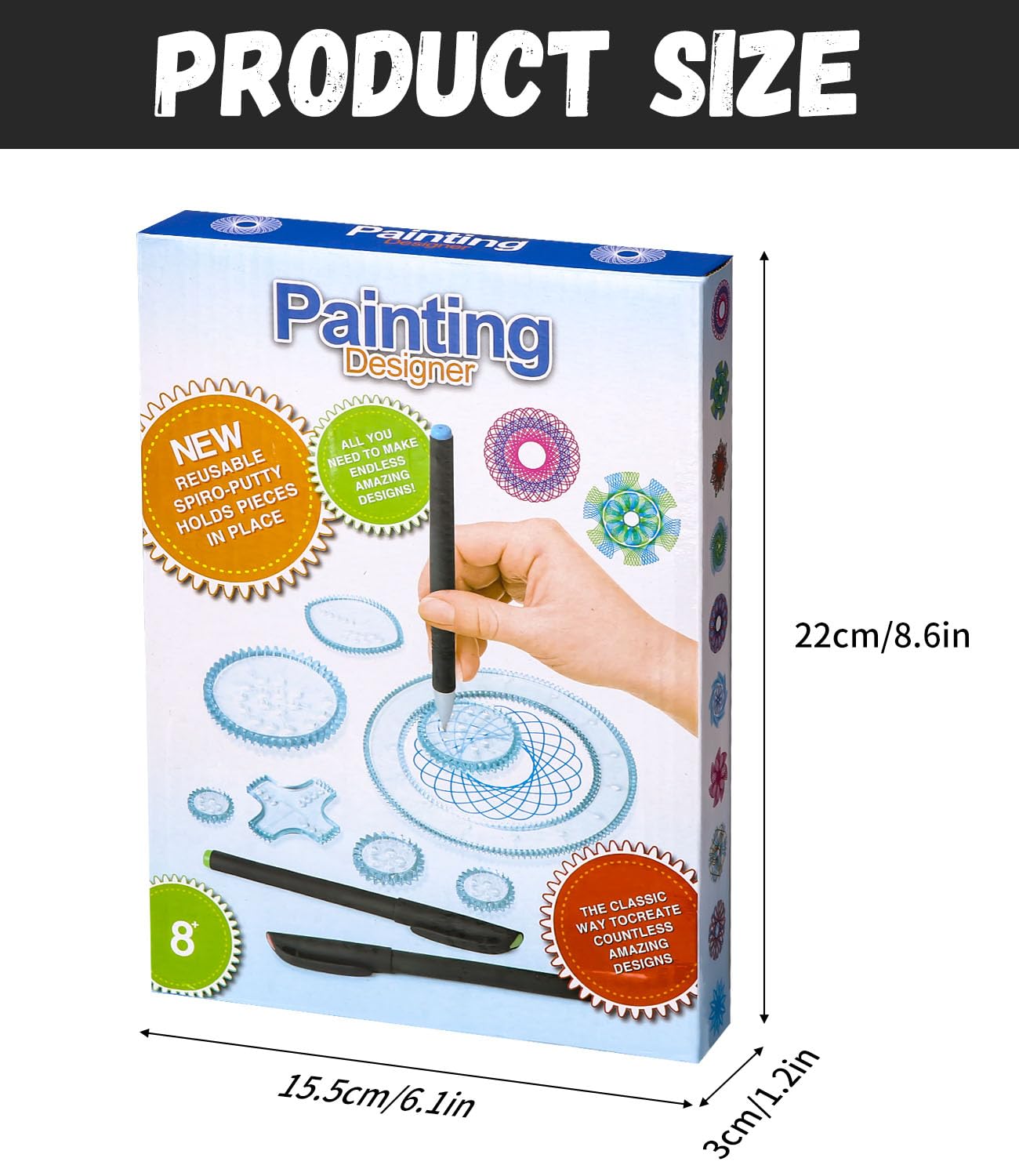 LEAZZLE Spirograph, Juego de Espiral, 28 Piezas Juego de Regla de Dibujo de Engranajes, Espirografo Niñosa, Juego Creativo de Mandalas,Spirograph Deluxe Set, Juegos para Pintar Niños y Adultos