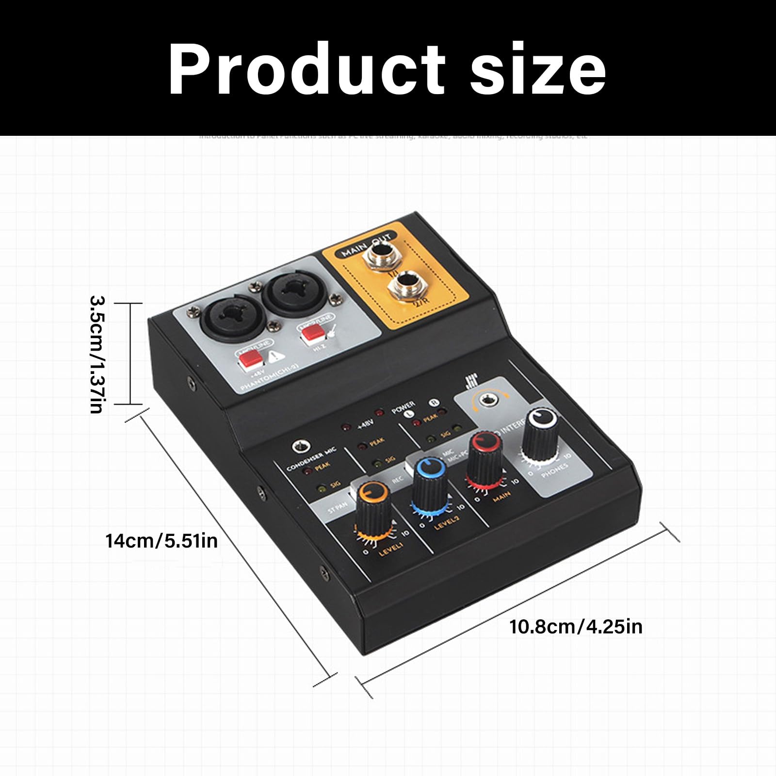 Mezclador de estudio de 2 canales, placa de sonido, mezclador auditivo USB con sonido Hifi 32 bits/384 kHz resolución para audio USB