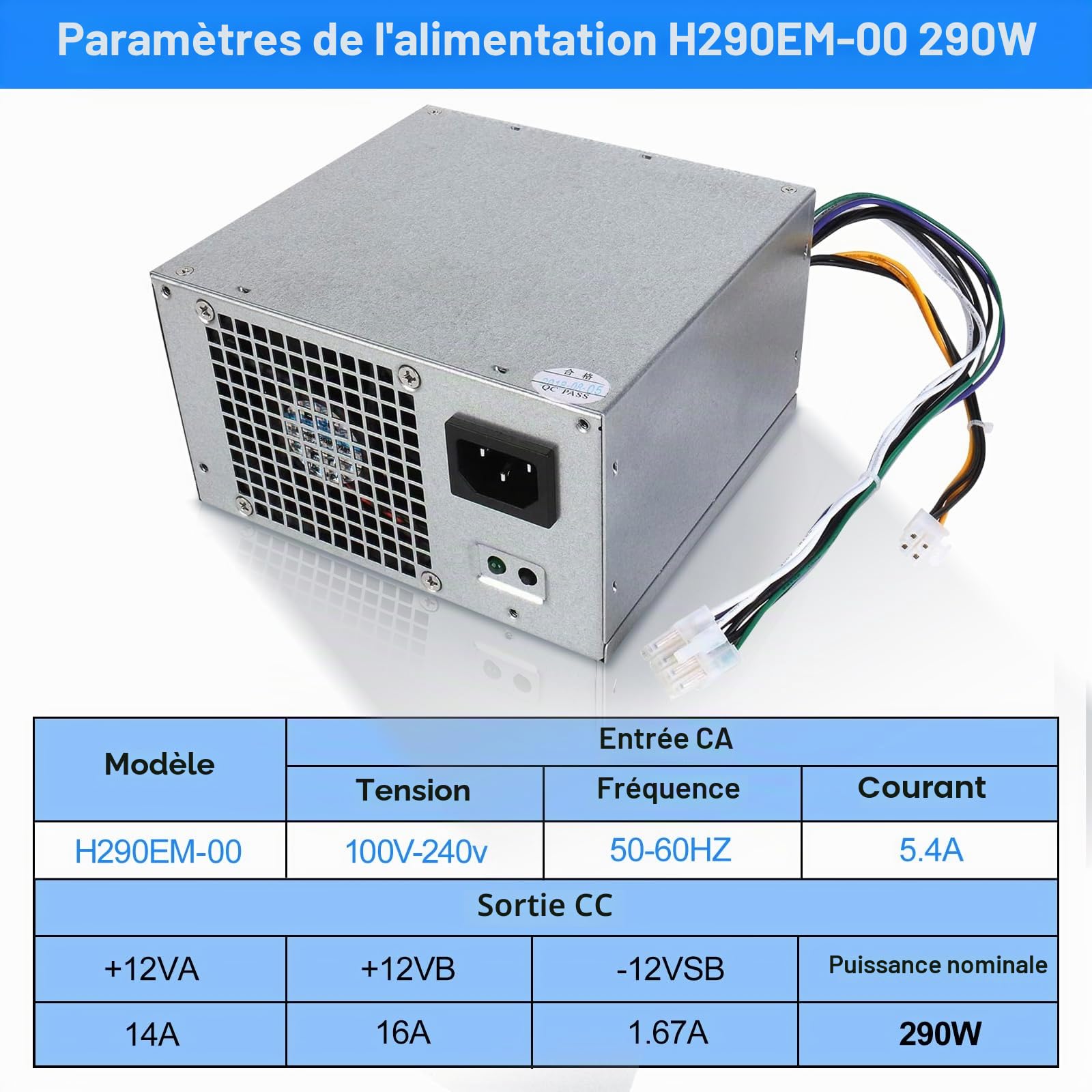 S-Union H290AM-00 Bloc d'alimentation 290 W Compatible avec Dell Optiplex 3020 7020 9020/Precision T1700/PowerEdge T20 (MT Mini Tower) RVTHD KPRG9 HYV3H D290A001L L290AM-00 PS-3291-1DF H290EM-00