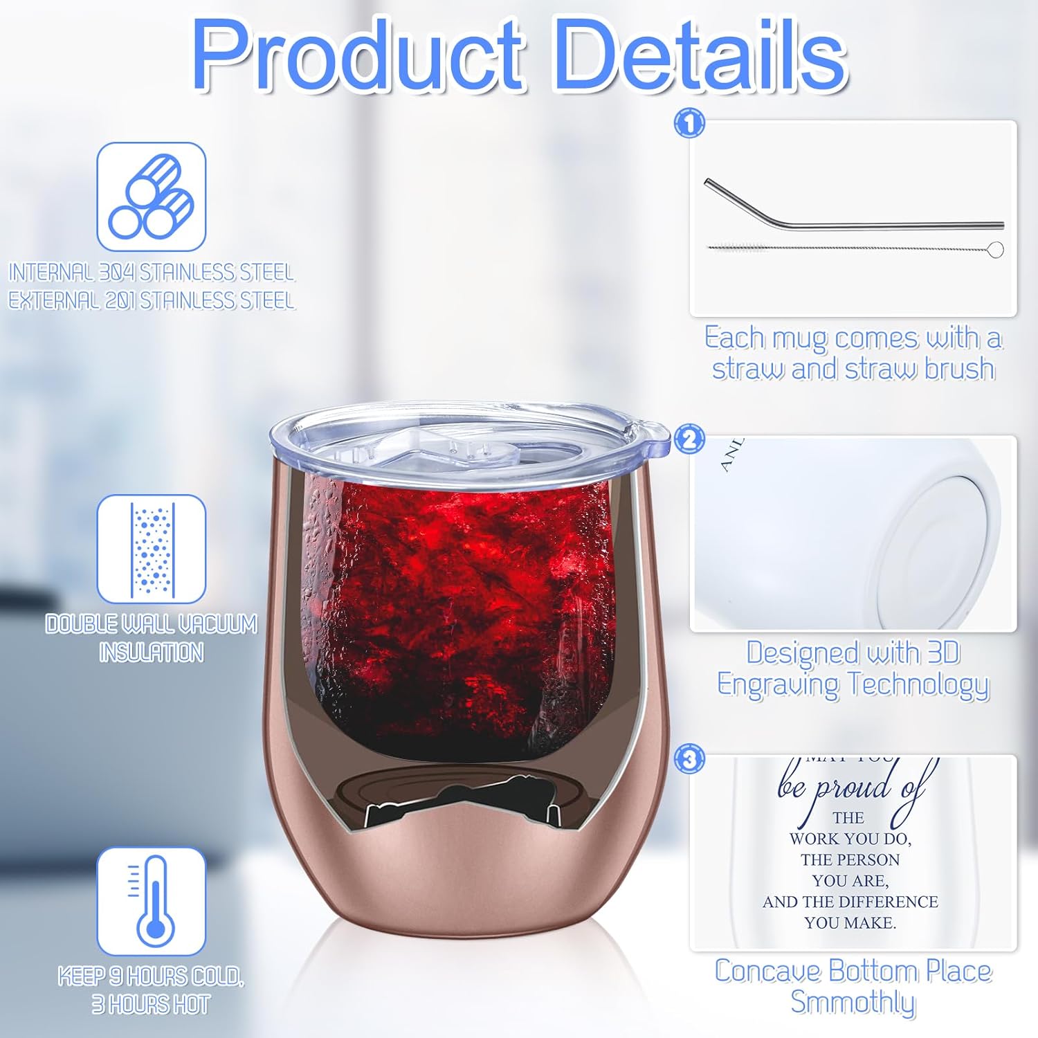 Sieral 12 Pcs Employee Valentines Appreciation Gifts Bulk for Women Men 12 oz Tumbler Stainless Steel Thank You Mug Gift Volunteer Coworker Office Team Nurse Social Worker(Be Proud of) - Image 4