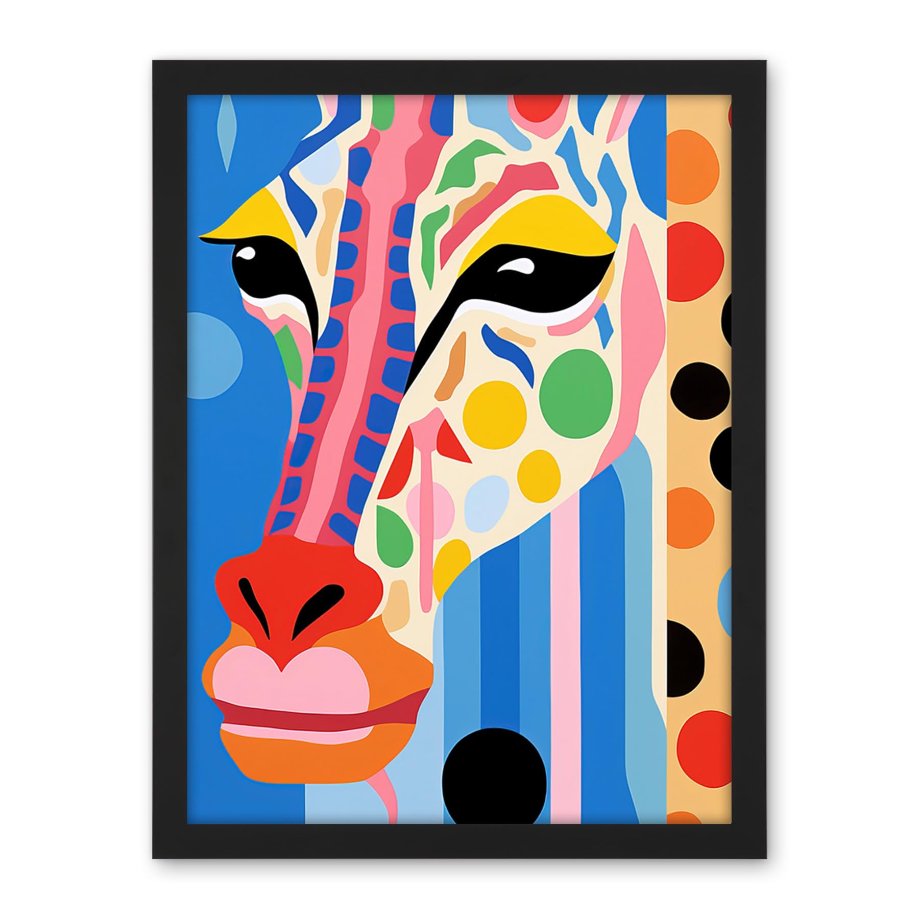 Artery8 I Woke Up Like This Giraffe Henri Matisse Style Artwork Vibrant Abstract Portrait Artwork Framed Wall Art Print 18X24 Inch