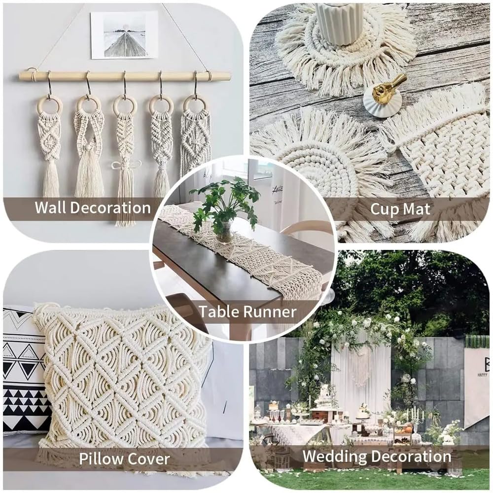 trabag Macrame Yarn 1 mm x 450 m - 100% Cotton, Beige, Cord for DIY Crafts Wall Hanging, Gardening, Dream Catcher, Wedding Decorations - Image 2