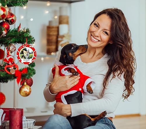 Miniatura 7 de PETCEE Marco de fotos de perro, adornos de perro 2024 para decoración de árbol de Navidad, marco de fotos de Navidad personalizado para perros,