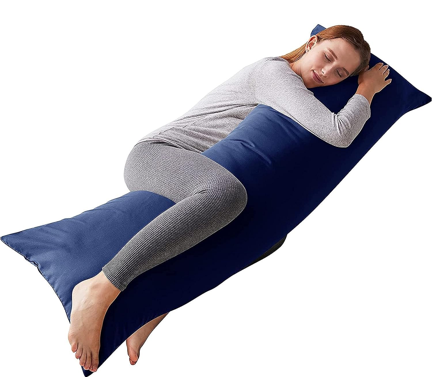Large Body Pillow Insert- Breathable Full Body Pillow for Side Sleeper - Soft Long Bed Pillow for Adults - 20 x 54 inch (Navy Blue)