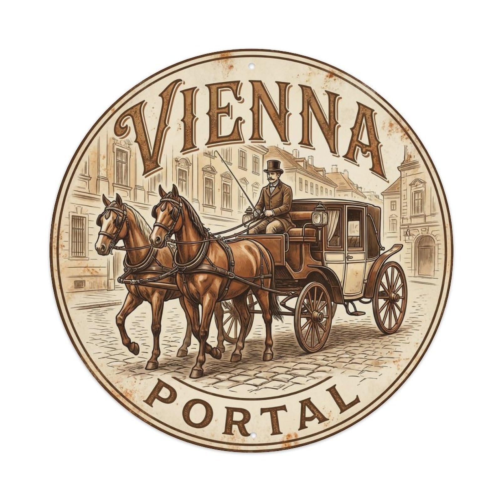 Vintage Travel Vienna Austria Gateway 1 Metal Tin Sign