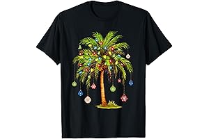 Tropical Christmas T-Shirt with Illuminated Palm Trees