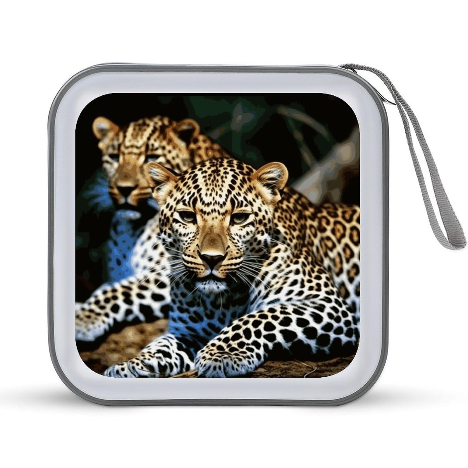 JTREHY Leopard CD Case 40 Capacity Case Zipper CD Collection Bag with Handles Cover DVD Storage Hard Plastic DVD Disc Cases Storage Binder for Car Home Office Travel