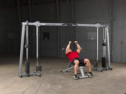 Miniatura 9 de Body-Solid (GDCC250 Máquina de ejercicios cruzados de cables para el hogar y gimnasio comercial ligero, centro de entrenamiento funcional con pilas