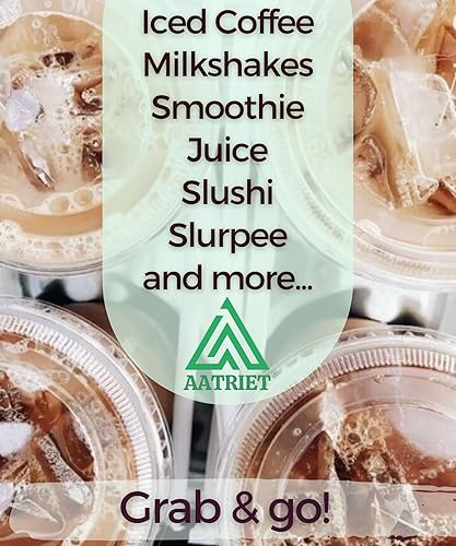 Miniatura 6 de Aatriet vasos de plástico transparente de 16 onzas con tapas y pajitas, vasos desechables para fiesta para llevar café helado, bebidas frías,