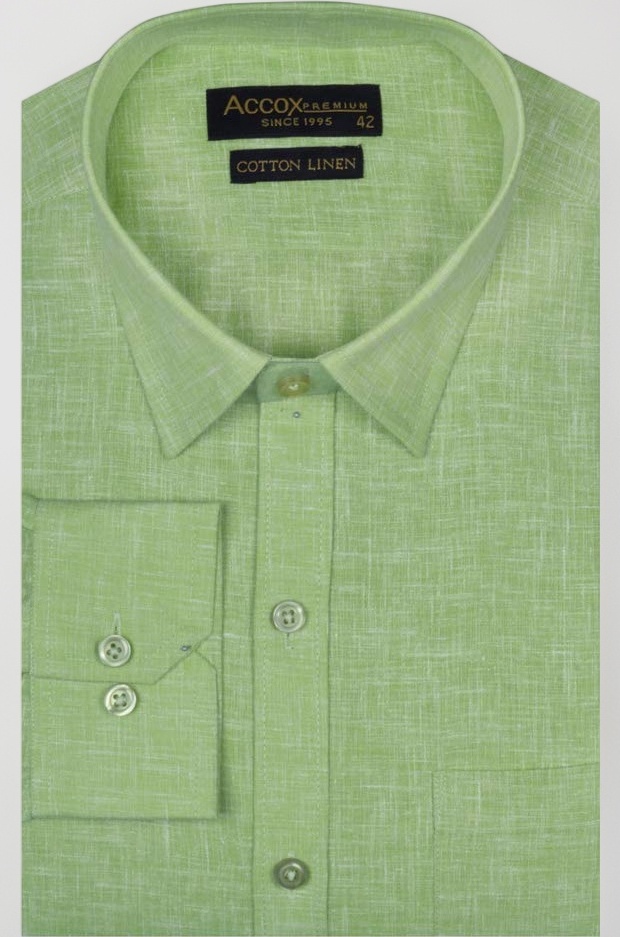 ACCOX Men's Long Full Sleeves Regular Fit Cotton Linen Formal Plain Shirts(GCR53)