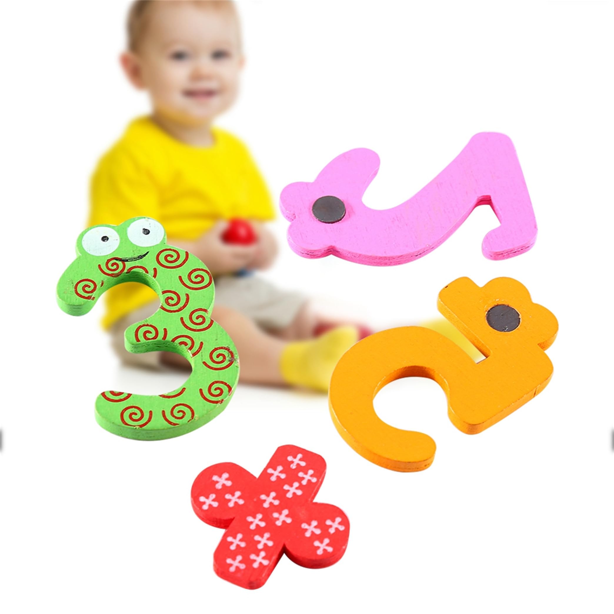 15Pcs Wooden Toddler Fridge Magnets Numbers Magnetic Letters Wooden Magnetic Numbers and Notation Wood Magnetic Refrigerator Whiteboard Fridge Magnets for Home Office