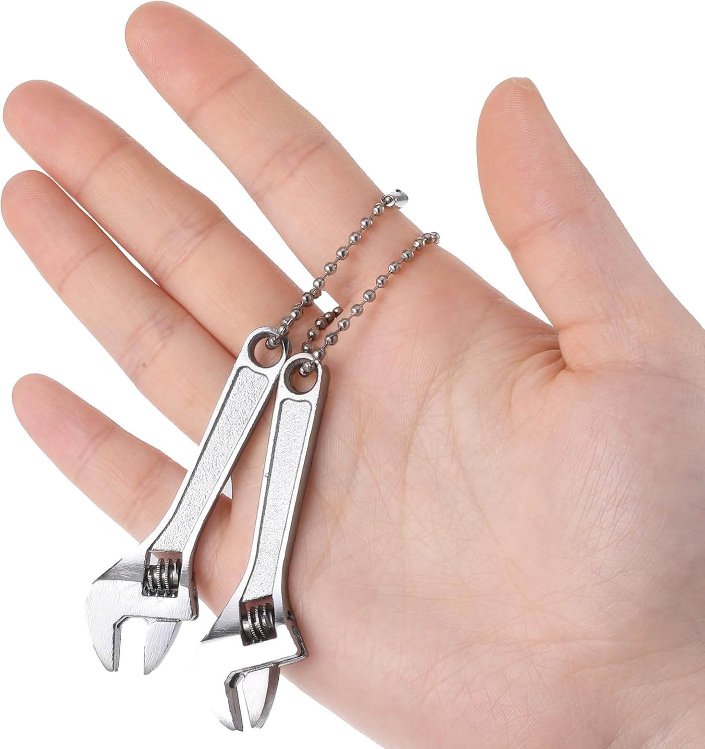 InnoHHustle 3 Pcs 2.5'' Adjustable Spanner Mini Nut Wrench, Tiny Wrench Small CrescentWrench Chain Set Locking AdjustableWrench Keychain Hand Knurl Tool for Repair Micro Equipment