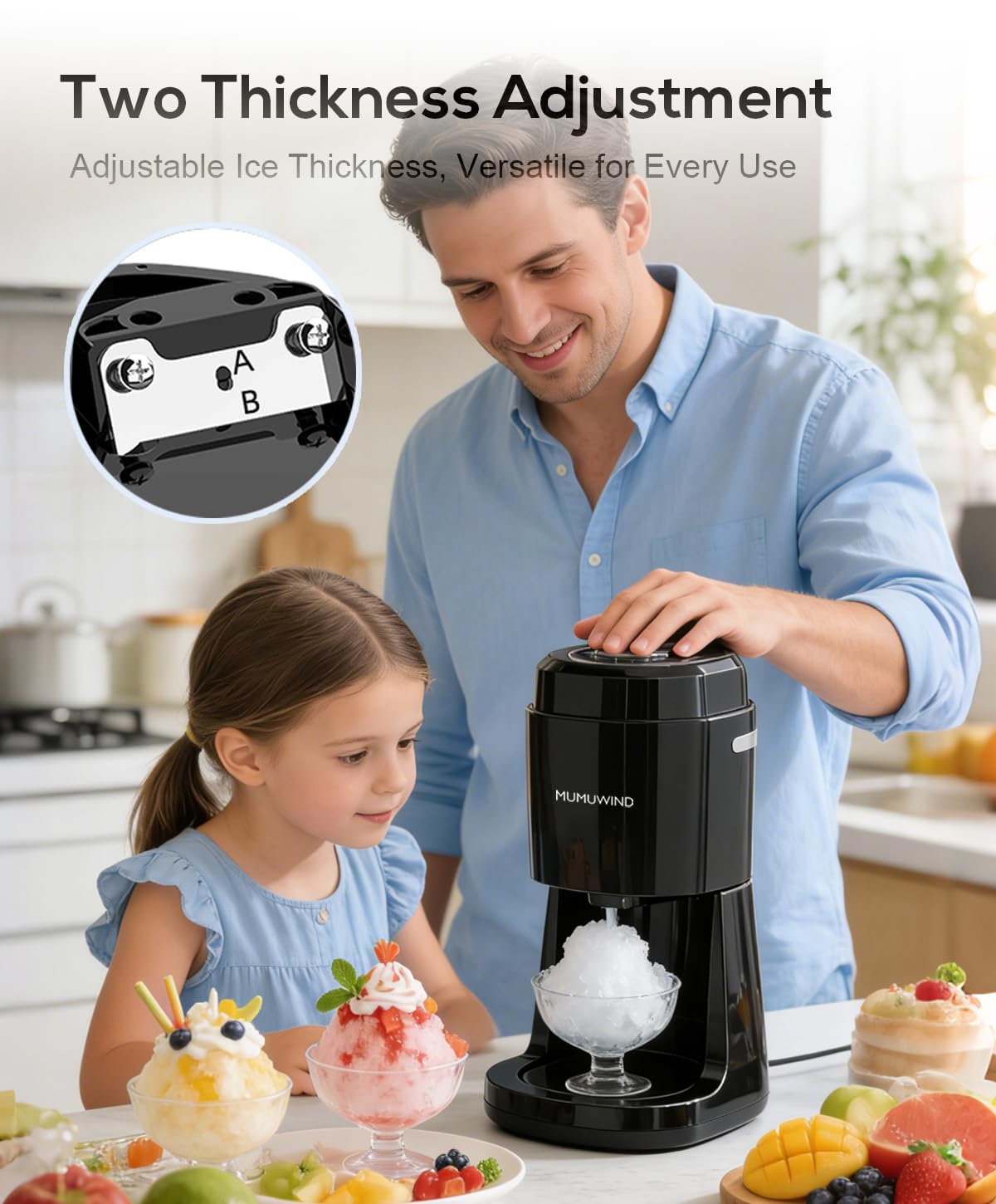 Tritaghiaccio Elettrico, Macchina per Granita da casa, Trita Ghiaccio Elettrico, ice crusher Macchina Granita per Bevande Rinfrescanti, Perfetta per Estate e Feste,Cocktail e Sorbetti