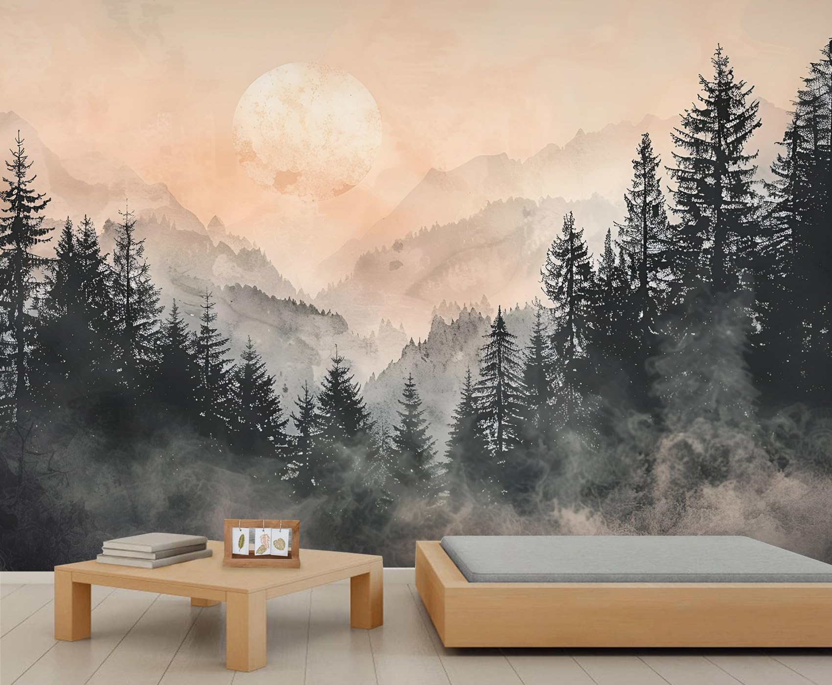YXQAIED Chinese Landscape Painting Wallpaper, Mountain Forest Removable Wallpaper, Natural Landscape Wall Mural for Living Room Kids Bedroom Backdrop Wall Decor, 400x280cm