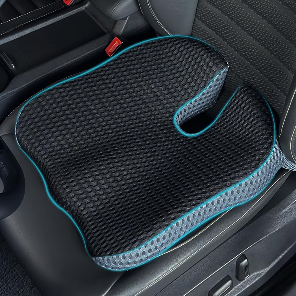 Orthopädisches Autositzkissen Memory Foam - Ergonomisches Keilkissen & Sitzkissen für Auto & LKW - Entlastung von Steißbein & Ischias - Sitzerhöhung Fahrersitz