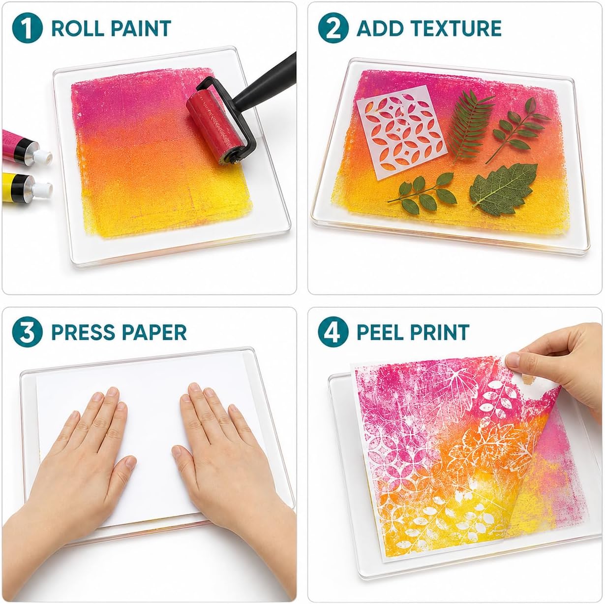 2-Pack 8 x 10 Inch Gel Printing Plates for Acrylic Paint & Mixed Media Art