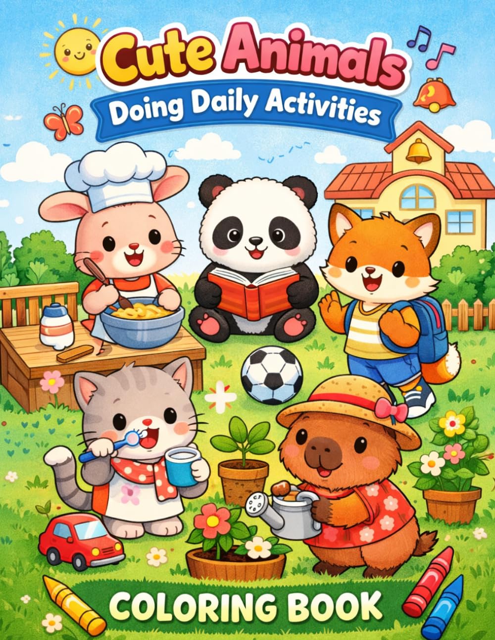 Cute Animals Daily Activities Coloring Book for Kids: Fun Learning of Everyday Routines, Habits, and Playtime for Ages 3–7